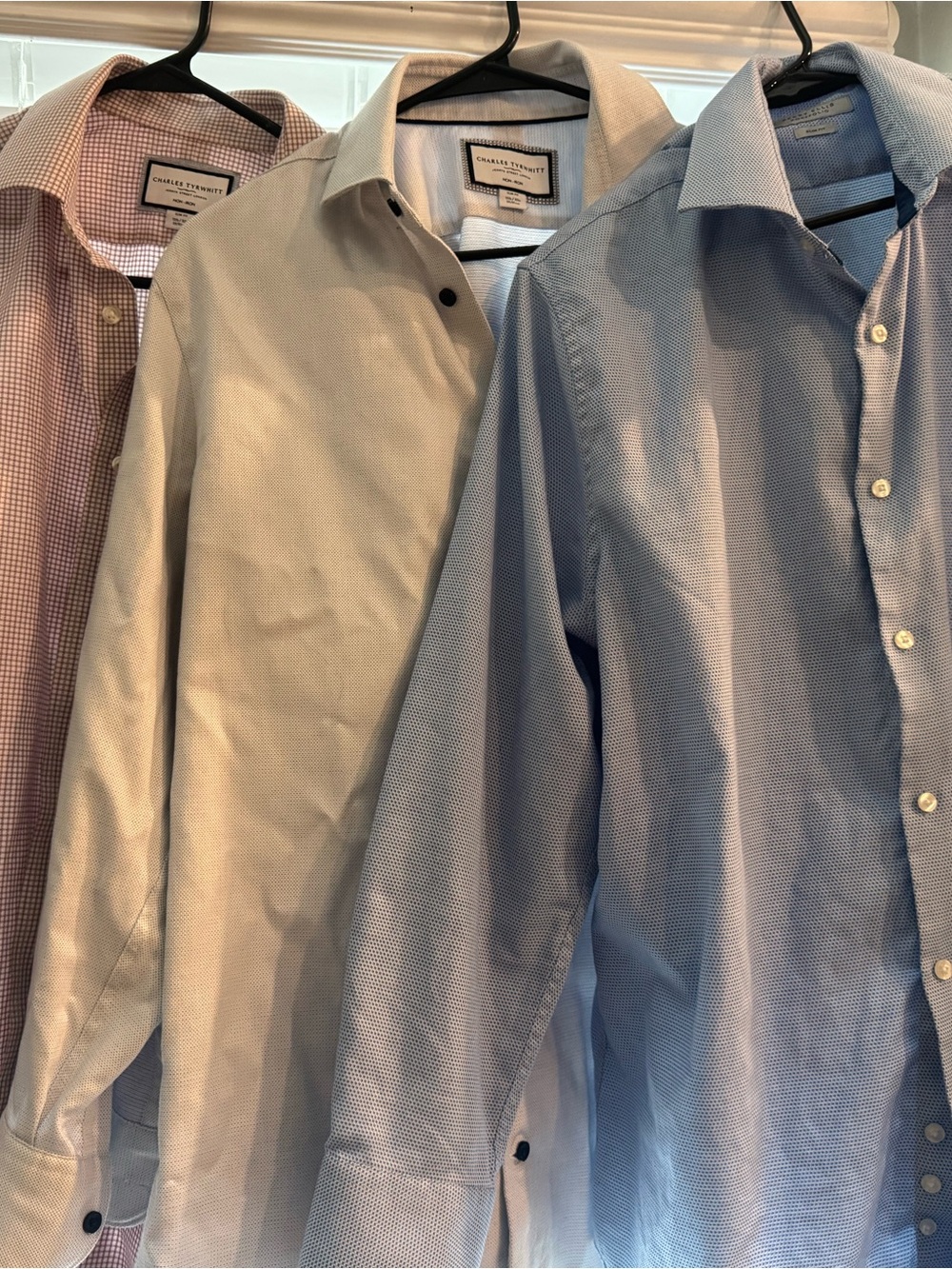Multiple mens dress shirts-Charles’s Tyrwhitt, Perry Ellis, J crew, Stantt
